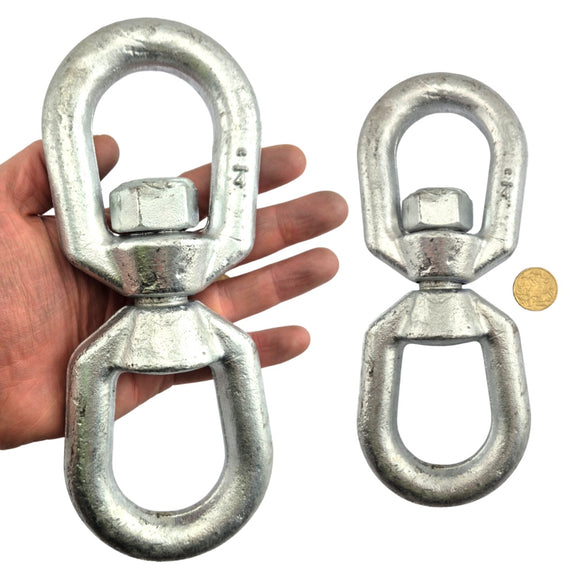 Chain Swivel made of Galvanised Steel in an Eye-Eye style, size: 20mm. Australia. Chain.com.au