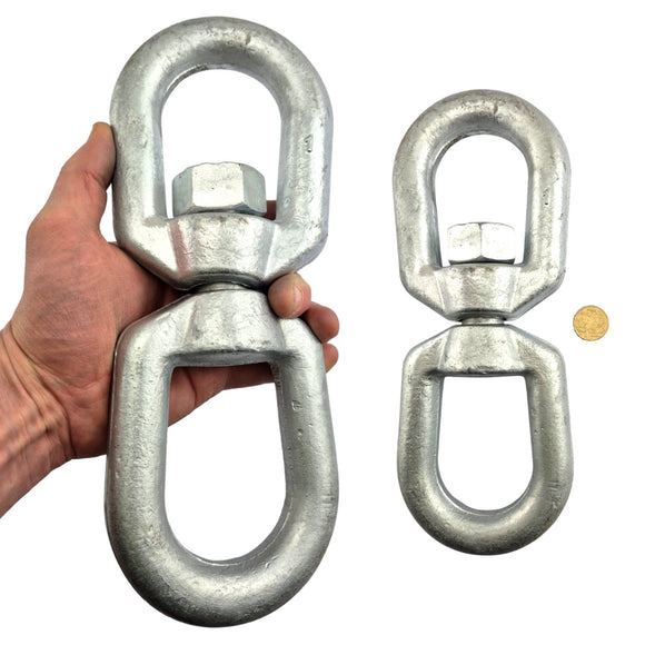 Chain Swivel made of Galvanised Steel in an Eye-Eye style, size: 25mm. Australia. Chain.com.au