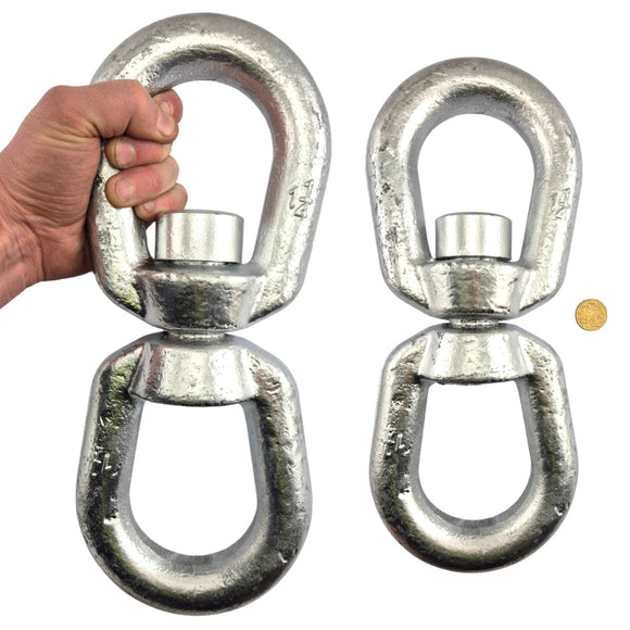 Chain Swivel made of Galvanised Steel in an Eye-Eye style, size: 32mm. Australia. Chain.com.au