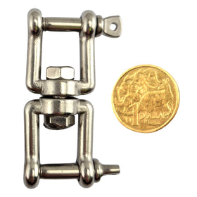 Chain Swivel in Stainless Steel - Jaw-Jaw style. Size: 6mm. Australia wide shipping + Melbourne pick-up.
