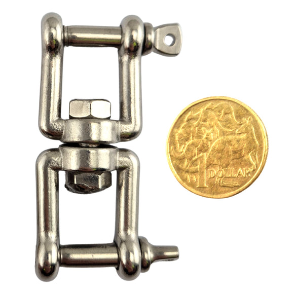 Chain Swivel in Stainless Steel - Jaw-Jaw style. Size: 6mm. Australia wide shipping + Melbourne pick-up.