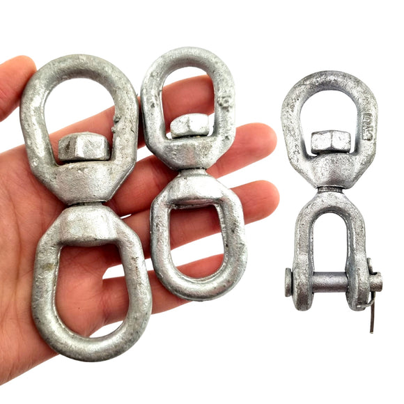 Chain Swivels made of Galvanised Steel in Eye-Eye and Eye-Jaw styles. Sizes: 6mm, 8mm. Australia
