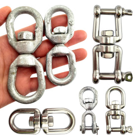 Chain Swivels in Galvanised Steel & Stainless Steel. Eye-Eye, Eye-Jaw, Jaw-Jaw styles. Sizes: 6mm, 8mm, 10mm. Australia.