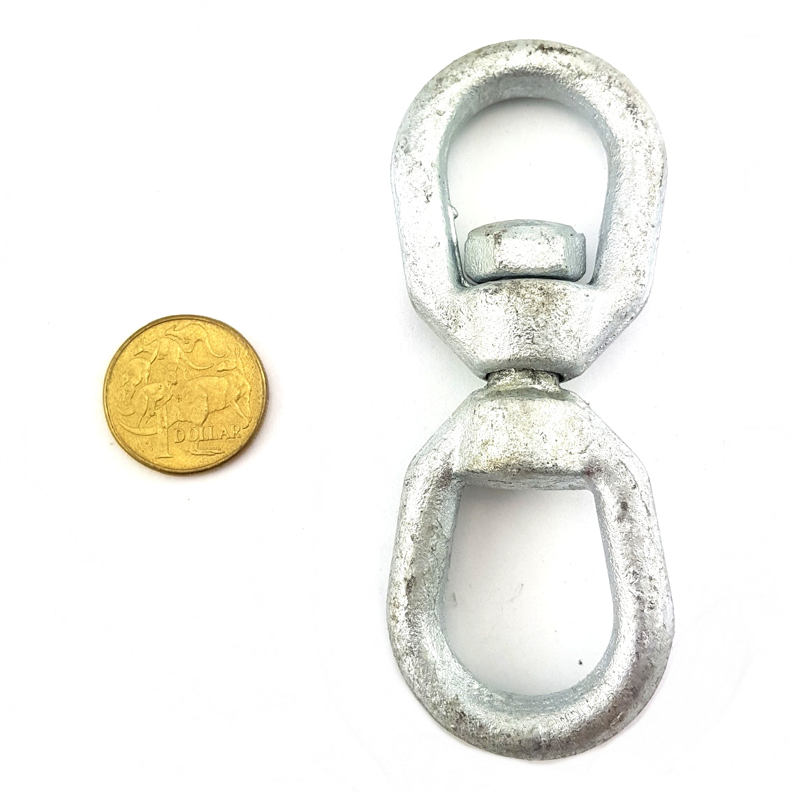 Galvanised steel chain swivel, size 8mm. Melbourne and Australia wide.