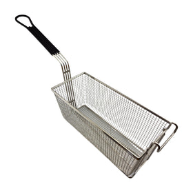 Deep Fryer Basket - Rectangle - Black Rubber Handle - Large - 336mm. Commercial kitchen grade. Australia wide shipping from chain.com.au.
