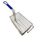 Deep Fryer Basket - Rectangle, with Blue Rubber Handle. Size: Medium. Commercial kitchen grade. Australia wide shipping from chain.com.au.