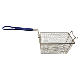 Deep Fryer Basket - Rectangle - Blue Rubber Handle. Size: Medium. Commercial kitchen grade. Australia wide shipping from chain.com.au.