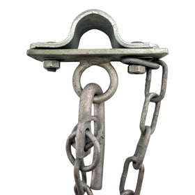 Double Gate Hook Catch, Galvanised. Sizes: 25NB, 32NB. Australian Made. Brand: Downee. Rural Hardware, Fence and Gate Fittings. Shop online chain.com.au. Australia wide shipping.
