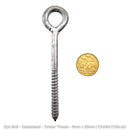 Eye Bolt - Galvanised - Timber Thread - 8mm x 55mm Thread. Australia wide shipping. Shop chain.com.au