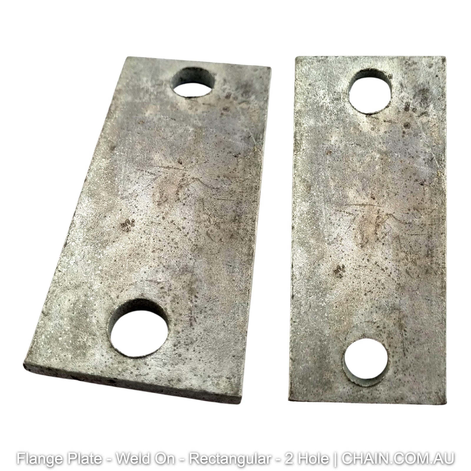 Downee Flange Plates - Weld on - Rectangular - 2 Hole. Galvanised or Zinc Plated. Various sizes. Australian Made. Brand: Downee. Shop Tubular Fencing and Steel Brackets online chain.com.au. Australia wide shipping.