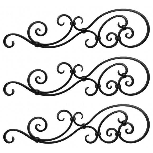 Black and zinc steel gate toppers in style: DHP09-02LH. Wrought iron fencing components. Australia.