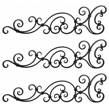 Black and zinc steel gate toppers in style: DHP09-03LH. Wrought iron fencing components. Australia.