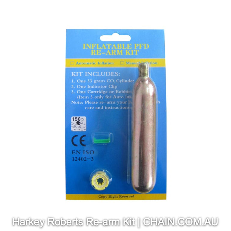 Harkey Roberts Manual Re-Arm Kit | Re-arm Kit Complete Set, 33gram CO2 cylinder, Harkey Roberts Bobbin/UML Cartridge, Green Clip