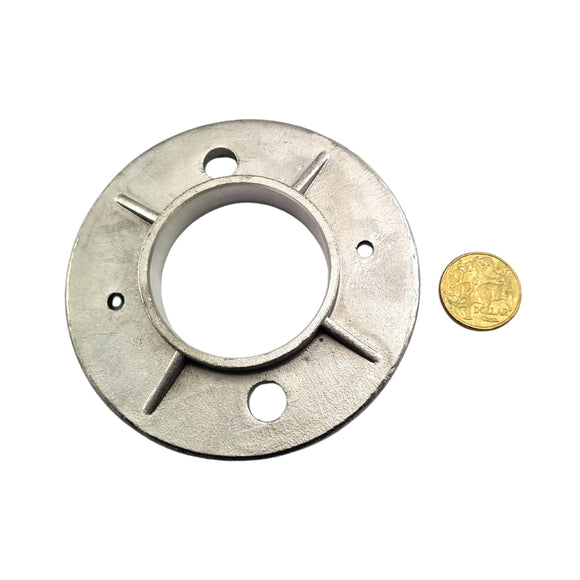 Stainless Steel Heavy Duty Round Base Plate Rail Fitting. Fits 50.8mm or 2-inch pipe. Australia wide shipping. Shop: chain.com.au