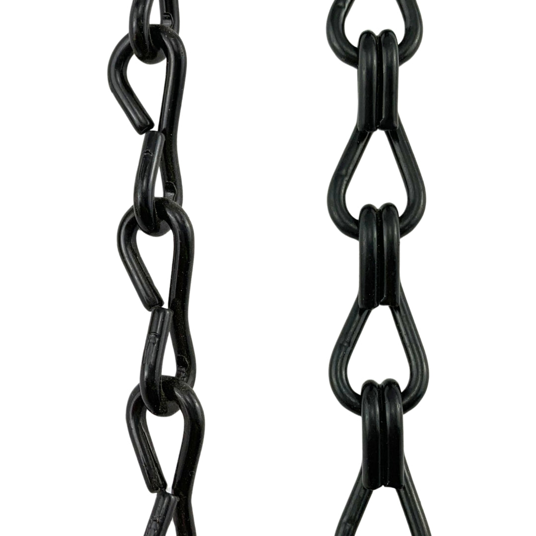 Commercial grade single and double jack chain in black powder coated finish. Various sizes. Shop chain by the metre. Australia wide shipping - chain.com.au