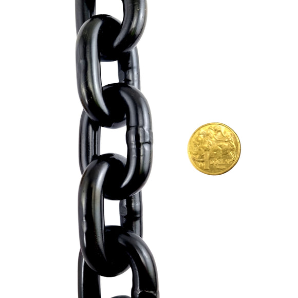 Lifting Chain - Black Steel - size: 10mm - Tested & Rated to 3.2 tonnes. Shop chain online at chain.com.au. Australia wide shipping.