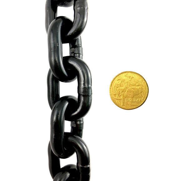 Lifting Chain - Black Steel - size: 8mm - Tested & Rated to 2 tonnes. Shop chain online at chain.com.au. Australia wide shipping.