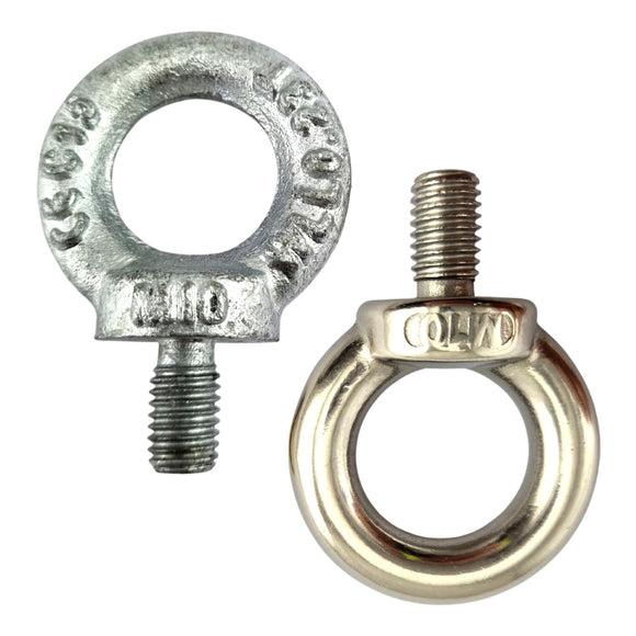 Lifting Eye Bolts - Male in Galvanised & Stainless Steel. Sizes: 8mm, 10mm, 12mm. Australia wide shipping. Chain.com.au