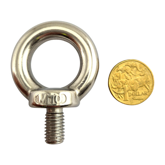Lifting Eye Bolt Stainless Steel, Size 10mm x 14mm Thread. Australia wide shipping.