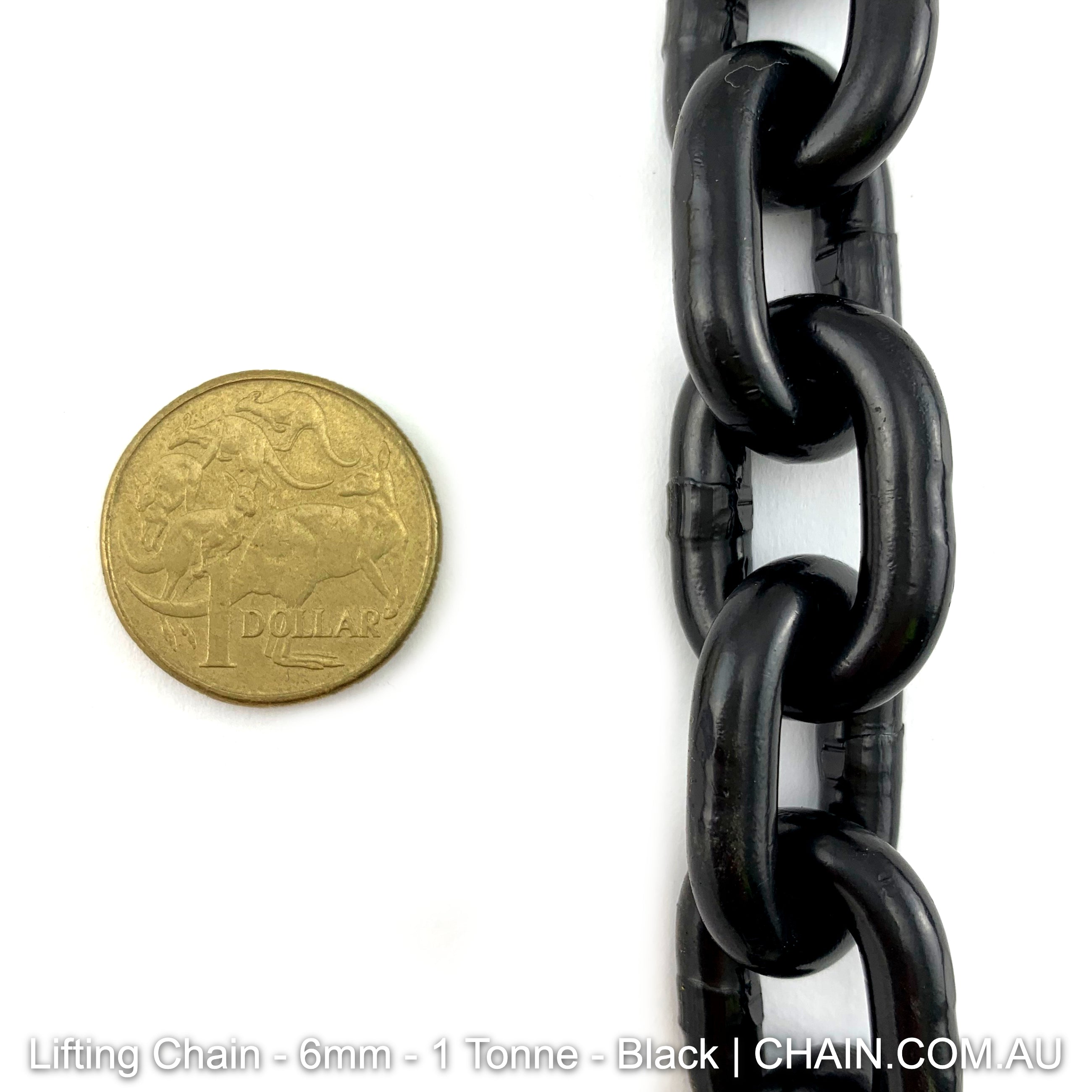 Lifting Chain - Black Steel - size: 6mm - Tested & Rated to 1 tonne. Shop chain online at chain.com.au. Australia wide shipping.
