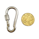 Stainless steel snap hook with locking screw gate (carabiner), size 5mm. Australia wide shipping. Shop chain.com.au