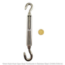 10mm Hook-Hook Open Body Turnbuckle in 316 Marine Grade Stainless Steel. Shop turnbuckles and hardware with shipping Australia wide. Shop: Chain.com.au.