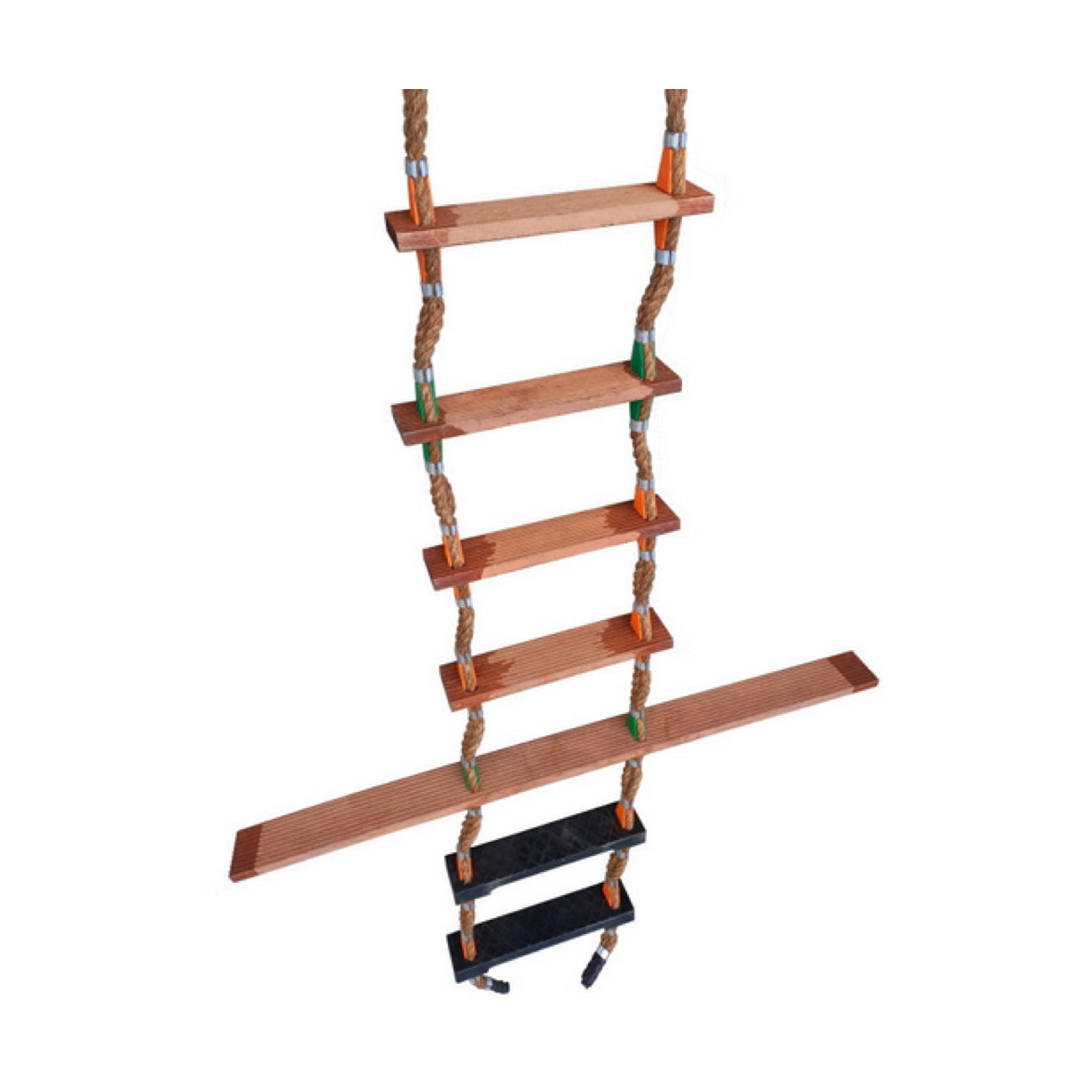Marine/boat pilot ladders with wood steps and rubber steps at the bottom for extra grip and safety. Shop boat/marine supplies online. Melbourne, Australia. Shipping available. Chain.com.au
