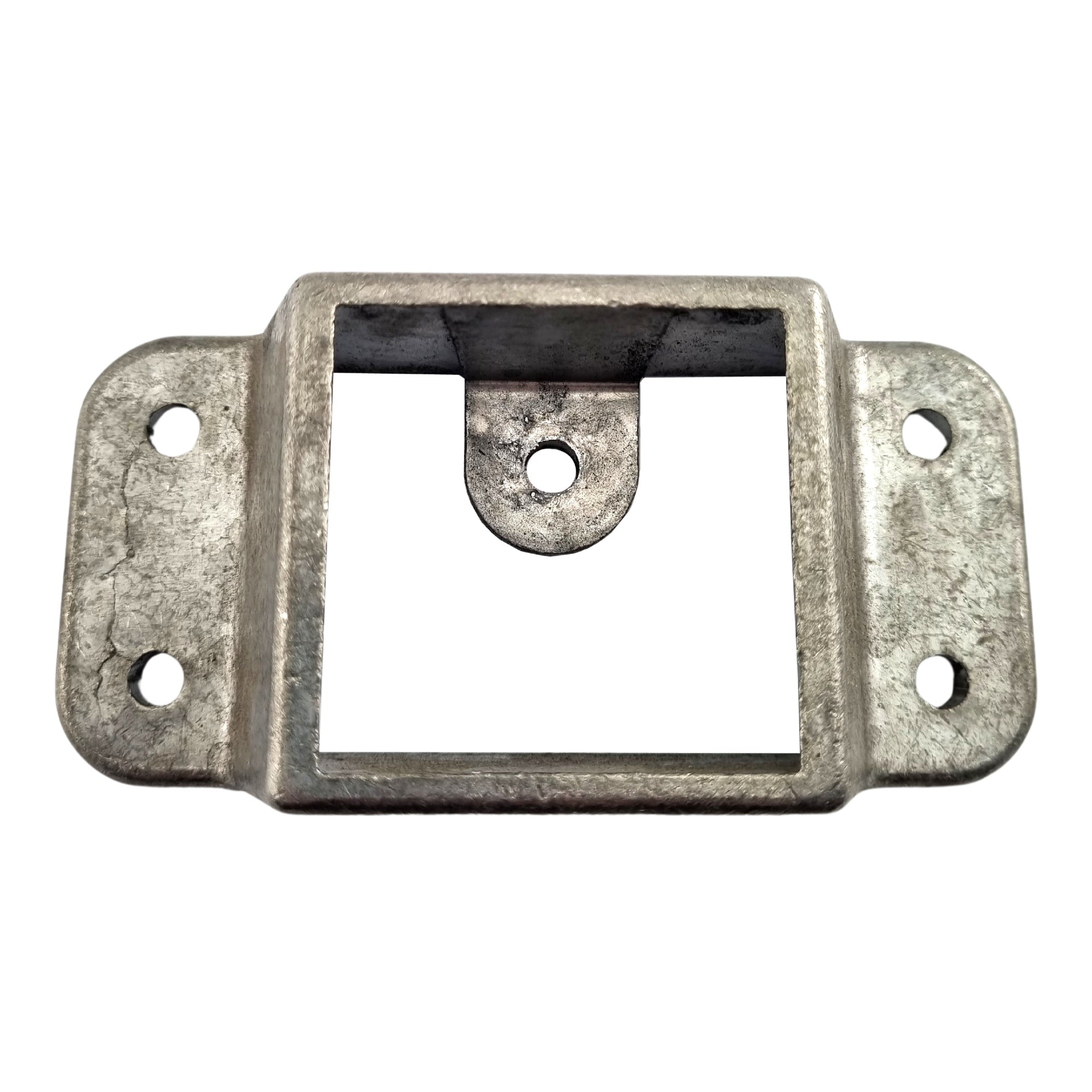 Plain - Double Lug - 4 Fixing Holes + Security Fixing Hole - Fence Bracket in cast aluminium. Product code: FB50PDL. Rail size: 50mm x 50mm. Australian Made. Brand: Downee. Shop Tubular Fencing and Aluminium Brackets online chain.com.au. Australia wide shipping.