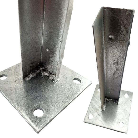 4 Hole Post Bracket in galvanised steel. Australian Made. Brand: Downee. Shop Tubular Fencing and Brackets online chain.com.au. Australia wide shipping.