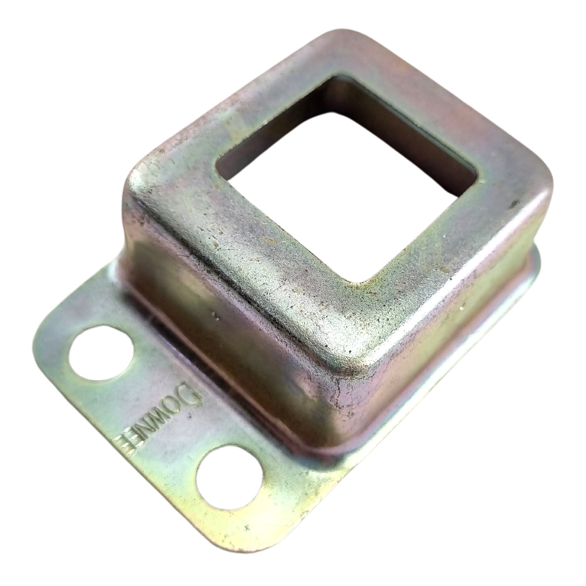 Downee single lug rail bracket with 2 fixing holes in zinc plated steel. Select from 3 sizes. Australian Made. Brand: Downee. Shop Tubular Fencing and Brackets online chain.com.au. Australia wide shipping.