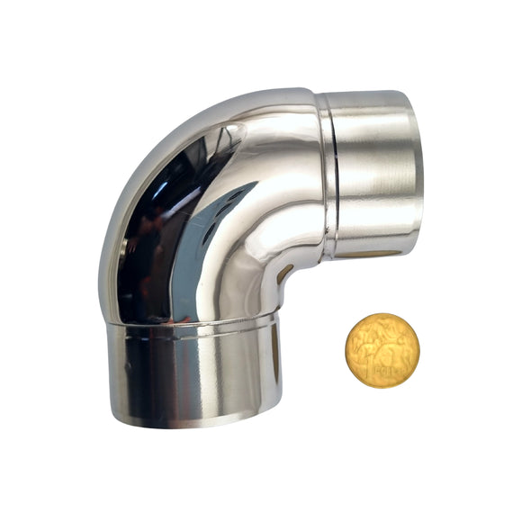 Stainless Steel 90° Radiused Rail Fitting. Australia wide shipping. Shop: chain.com.au