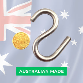 Australian Made Long Arm S-Hook in Marine Grade Stainless Steel. Shipping Australia wide. Shop hardware chain.com.au.
