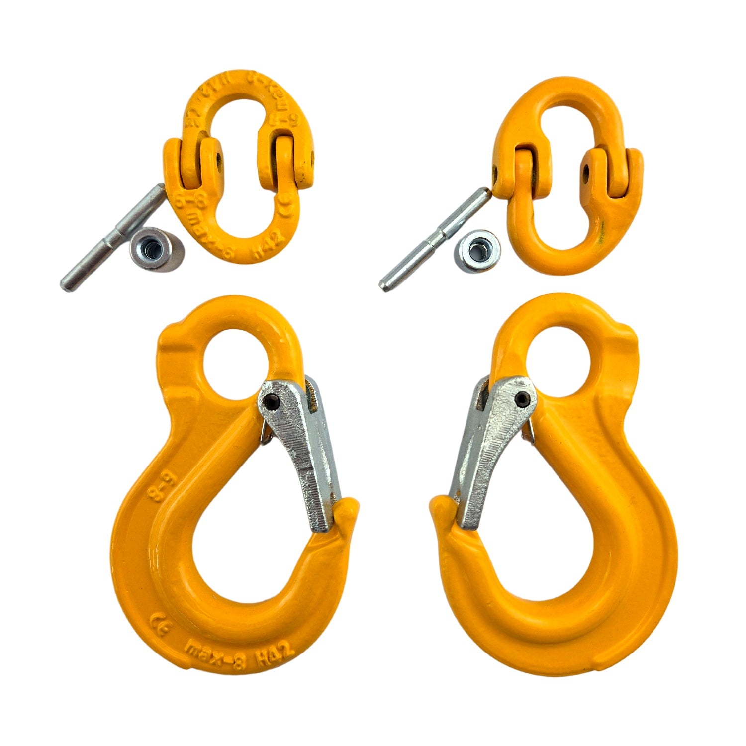 Safety Chain Hook Sets. Sizes: 6mm - 2.9 Tonne, and 8mm - 5.2 Tonne. Australia wide shipping.