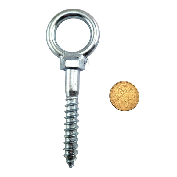 Screw-In Eye, Zinc Plated. Product code: CAC4. Australian Made. Brand: Downee. Rural Hardware, Fence and Gate Fittings. Shop online chain.com.au. Australia wide shipping.