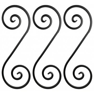 Black and zinc steel scrolls in style: DHP21-13.  Wrought iron fencing components. Australia.