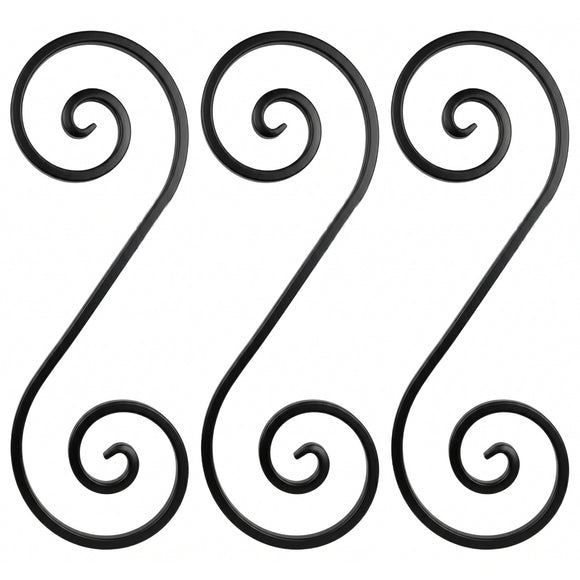 Black and zinc steel scrolls in style: DHP21-13.  Wrought iron fencing components. Australia.