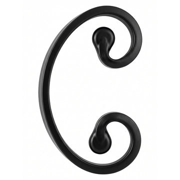 Black and zinc steel scrolls in style: DHPS7. Wrought iron fencing components. Australia.