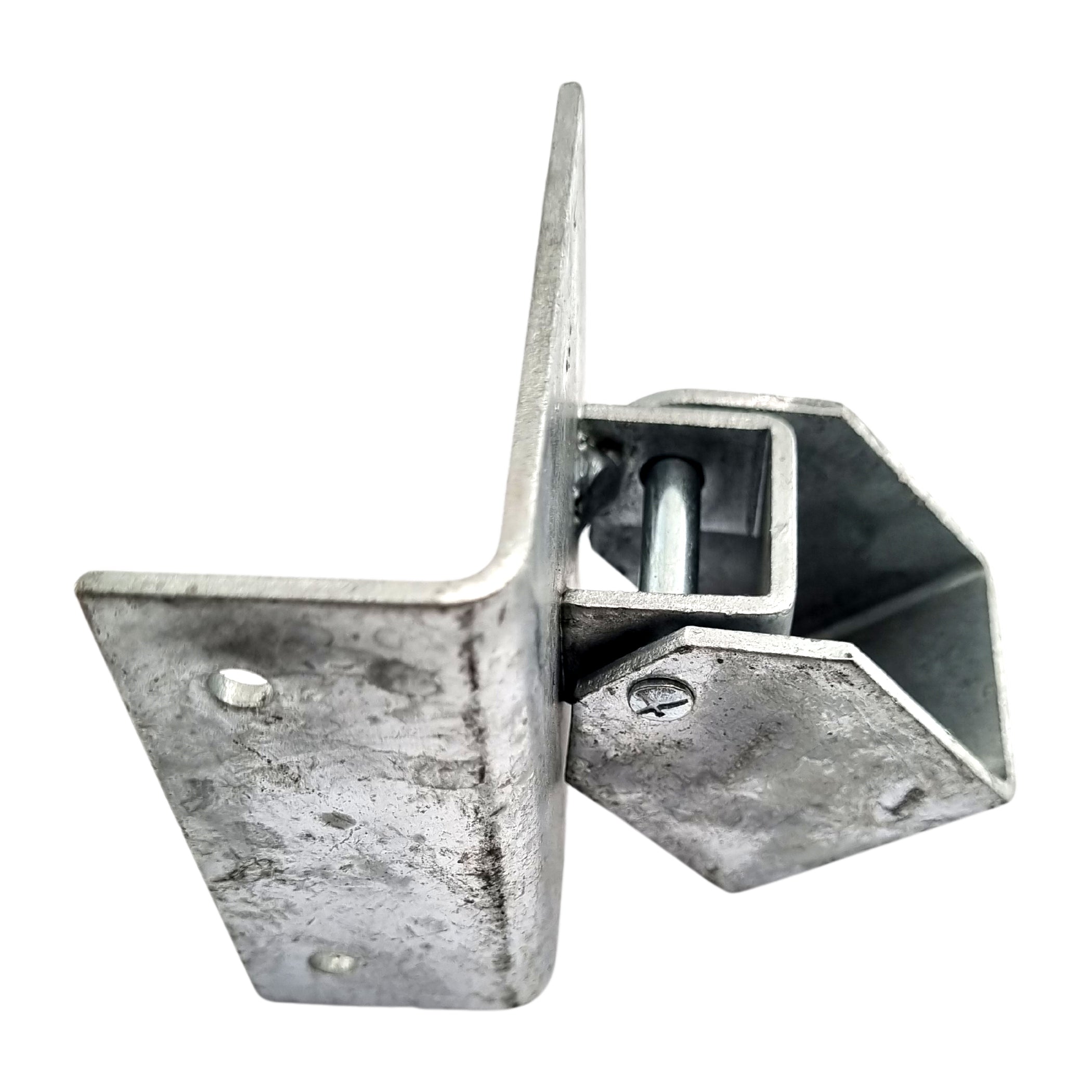 Adjustable Security Rail Bracket, Galvanised. Size: 40x40mm, code: CUSMS. Australian Made. Brand: Downee. Shop Tubular Fencing and Brackets online chain.com.au. Australia wide shipping.