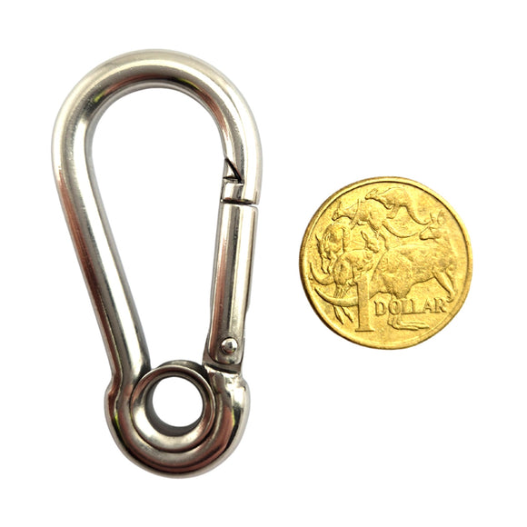 6mm Snap Hook with Eye in Stainless Steel. Australia wide shipping.