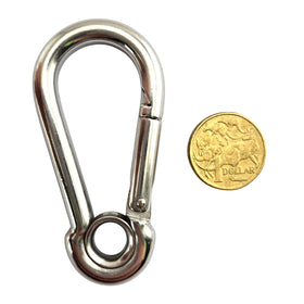 8mm Snap Hook with Eye in Stainless Steel. Australia wide shipping.