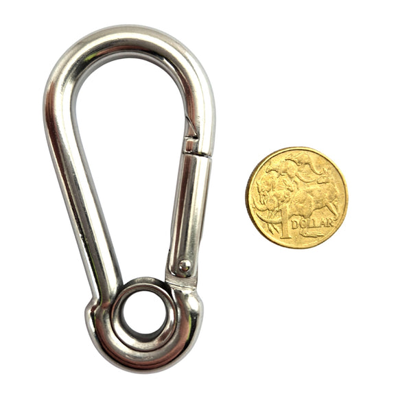 8mm Snap Hook with Eye in Stainless Steel. Australia wide shipping.