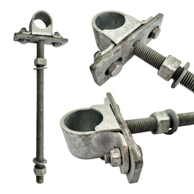 Timber Post Strap - Bolt Thru - Type B - Galvanised. Codes: KQS2S & KQS1S . Size: 32NB. Australian Made. Brand: Downee. Fence & Gate Fittings. Shop online chain.com.au. Australia wide shipping.