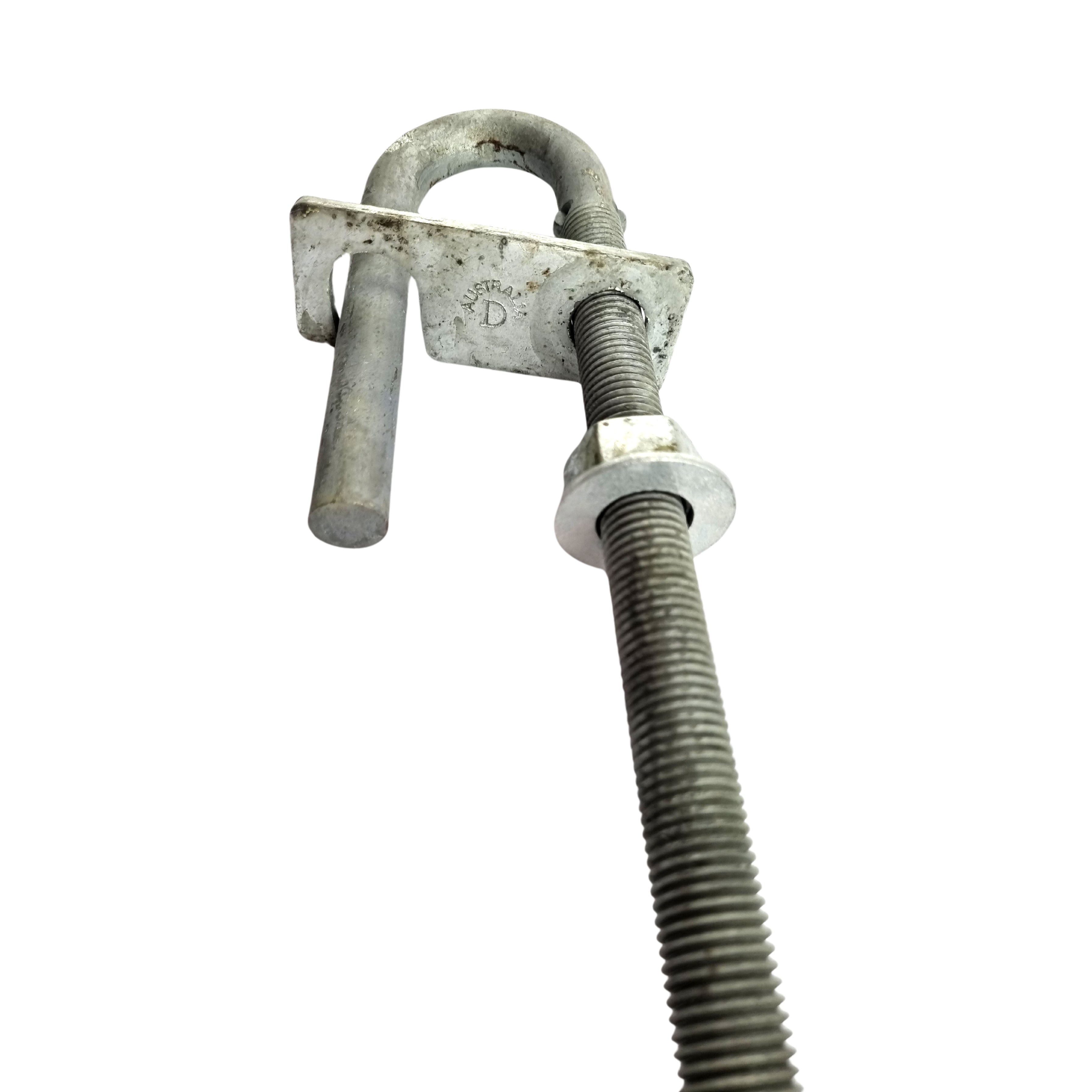 Timber Post Strap - Bolt Thru - Type C - Galvanised. Australian Made. Fence & Gate Fittings. Shop online chain.com.au. Australia wide shipping.