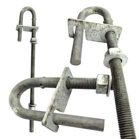 Timber Post Strap - Bolt Thru - Type C - Galvanised. Australian Made. Brand: Downee. Fence & Gate Fittings. Shop online chain.com.au. Australia wide shipping.