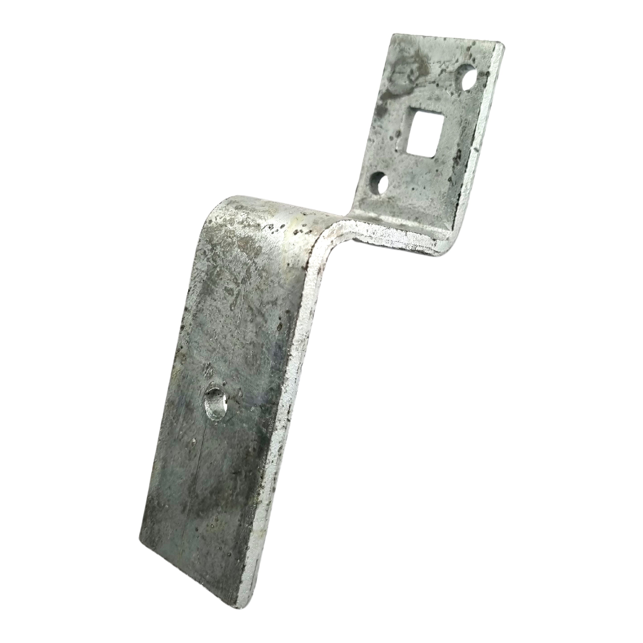 Timber Rail Holder Bracket, Galvanised. Code: RHB7553P. Size: 75x53mm. Australian Made. Brand: Downee. Shop Tubular Fencing and Brackets online chain.com.au. Australia wide shipping.