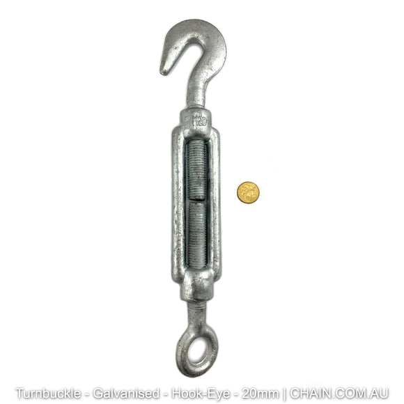 Turnbuckles - Galvanised - Hook-Eye - 20mm. Australia