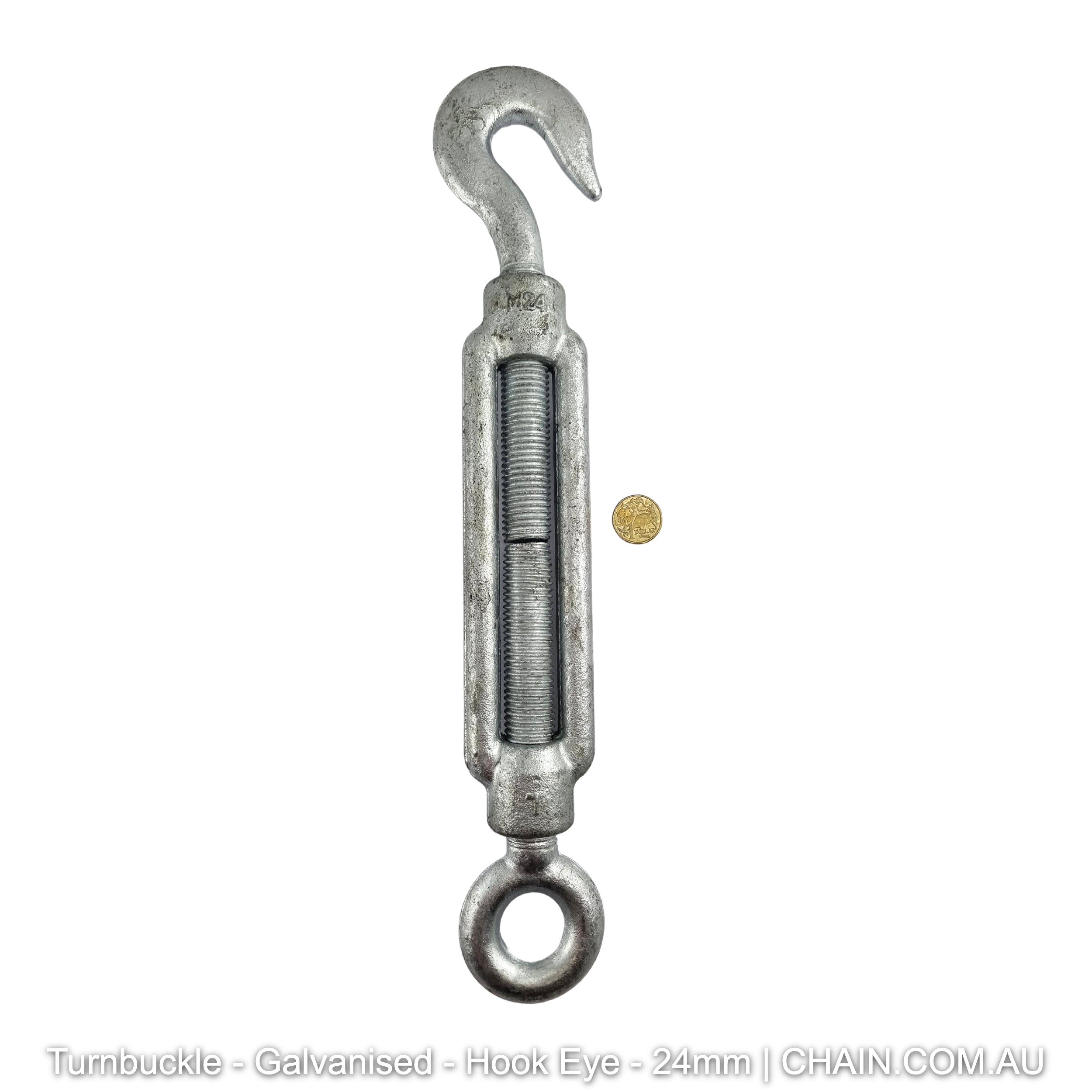 Turnbuckles - Galvanised - Hook-Eye - 24mm. Australia