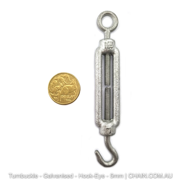 Turnbuckles - Galvanised - Hook-Eye - 5mm. Australia