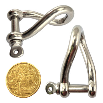 Twisted D Shackle, Stainless Steel. Size: 6mm. Australia wide shipping.