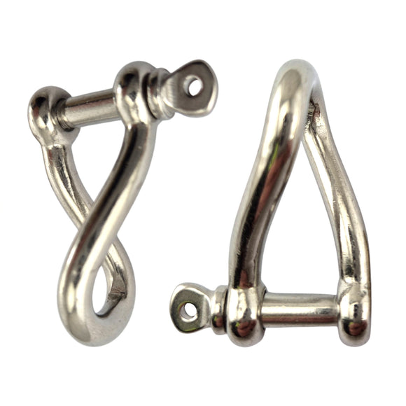 Twisted D Shackles, Stainless Steel. Sizes: 6mm, 8mm, 10mm. Australia wide shipping.